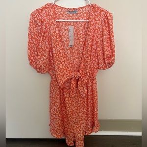 Urban Outfitters NWT Small Orange Floral Cut Out Romper